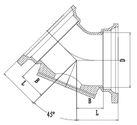 B型45度帶門(mén)彎頭結(jié)構(gòu)圖